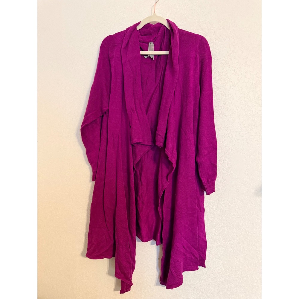 Melissa McCarthy Seven7 Magenta Draped Open Front Longline Cardigan Plus Size 3X